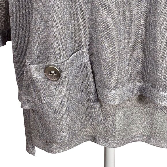 Ali Miles Lagenlook Layered Tunic Top Medium Silver Gray Mesh Button Detail - Picture 5 of 10